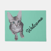 かわいい大きな目の子猫へようこそ ドアマット (正面)