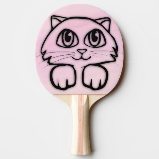 かわいい大きな目の猫ピーキングピンク 卓球ラケット (裏面)
