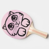 かわいい大きな目の猫ピーキングピンク 卓球ラケット (横)