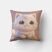 かわいい大きな目ふわふわ白い子猫 クッション (裏面)