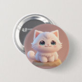 かわいい大きな目ふわふわ白い子猫 缶バッジ (正面&裏面)