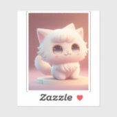 かわいい大きな目ふわふわ白猫 シール (シート)