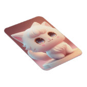かわいい大きな目ふわふわ白猫 マグネット (右側)
