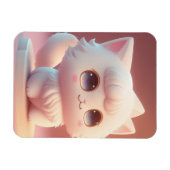 かわいい大きな目ふわふわ白猫 マグネット (横)