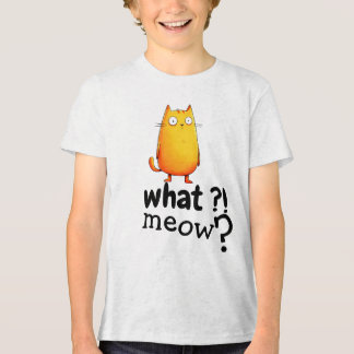 かわいい大きな目をしたオレンジ色の猫のTシャツ | 愛らしいネコ トライブレンドＴシャツ