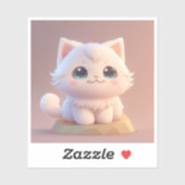 かわいい大きな目をしたフワフワの白い子猫 シール (シート)
