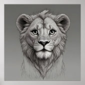 かわいい大きな目をしたライオン ポスター (正面)