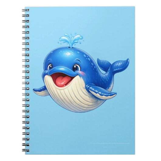 かわいい大きな目を持つイルカのイラスト ノートブック (正面)