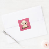 かわいい大きな目を持つ幸せな羊 かわいい農場の動物 スクエアシール (封筒)