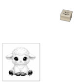 かわいい大きな目を持つ幸せな羊 かわいい農場の動物 ラバースタンプ (押印)