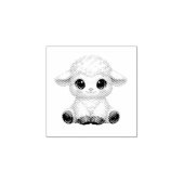 かわいい大きな目を持つ幸せな羊 かわいい農場の動物 ラバースタンプ (インプリント)