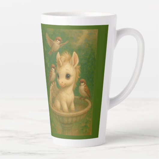 かわいい大きな目、ベビーユニサス、ペガサスのユニコーン カフェラテマグ (右)