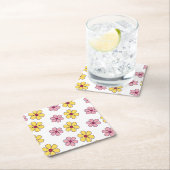 かわいい大きな花柄 スクエアペーパーコースター (インサイチュ)