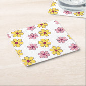 かわいい大きな花柄 スクエアペーパーコースター (アングル)