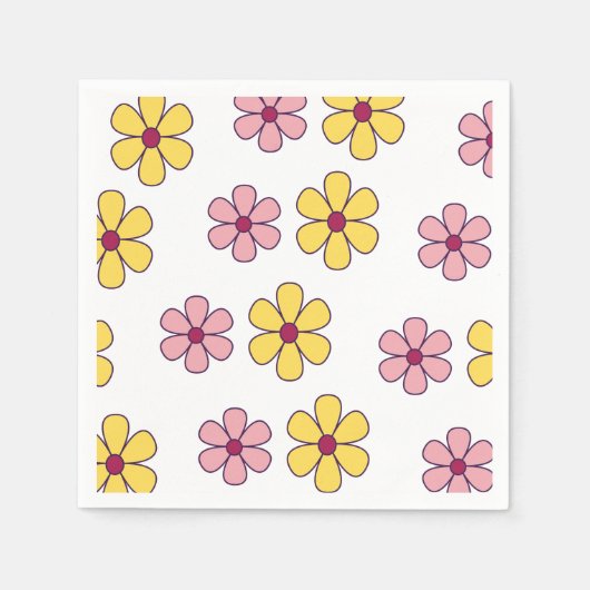 かわいい大きな花柄 スタンダードカクテルナプキン (正面)