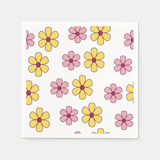 かわいい大きな花柄 スタンダードカクテルナプキン (正面)