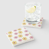 かわいい大きな花柄 ストーンコースター (横)