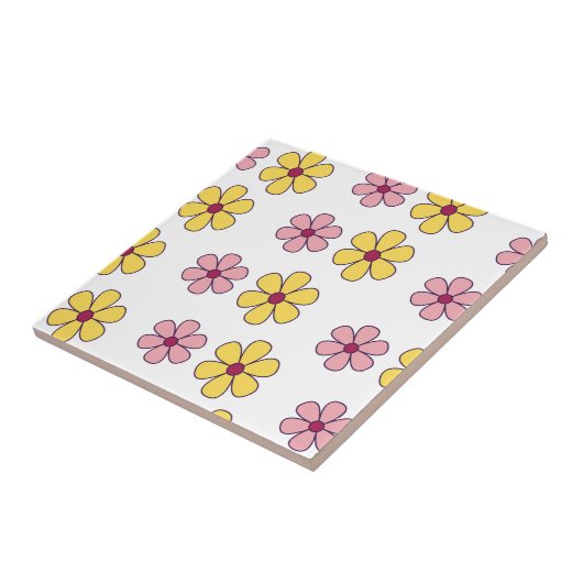 かわいい大きな花柄 タイル (側面)