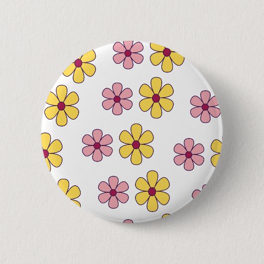 かわいい大きな花柄 缶バッジ (正面)
