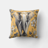 かわいい大きな象の歩くオーバー黄色のデイジー クッション (裏面)