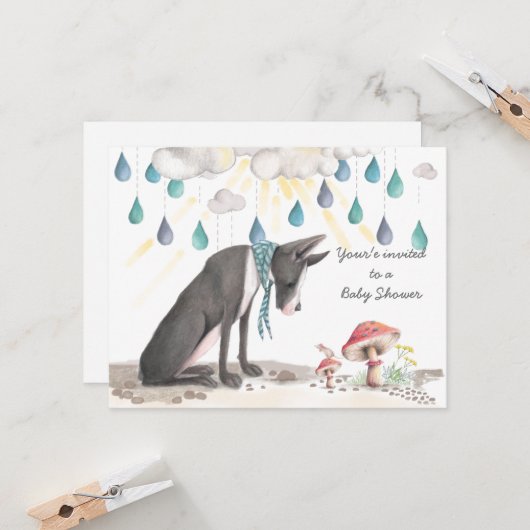 かわいい大きな赤ちゃんとマウスの赤ちゃんシャワーの招待 カード (正面/裏面インサイチュ)