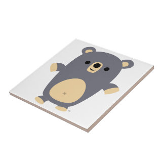 かわいい大きな青い漫画のクマのタイル タイル