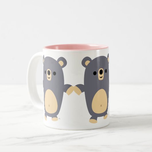 かわいい大きな青の漫画クマのマグカップ ツートーンマグカップ (正面左)