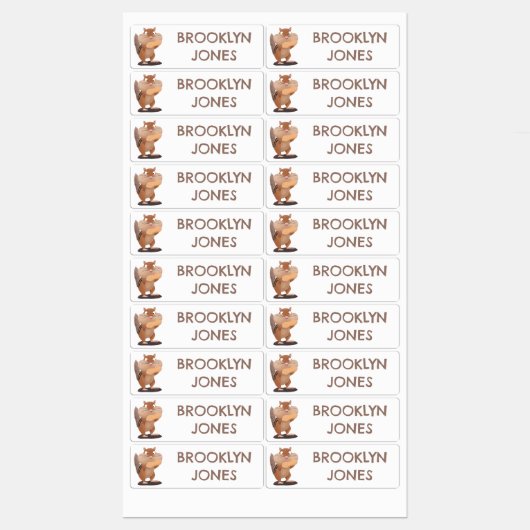 かわいい大きな頬チップマンクの漫画パーソナライズされた ラベル (シート)