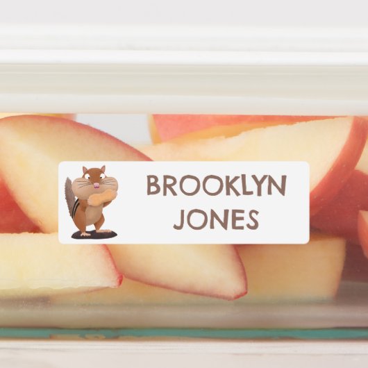 かわいい大きな頬チップマンクの漫画パーソナライズされた ラベル (貼付)