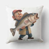 かわいい大きな魚と幸せ漁師 クッション (裏面)