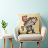 かわいい大きな魚と幸せ漁師 クッション (椅子)