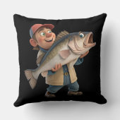 かわいい大きな魚と幸せ漁師 クッション (裏面)