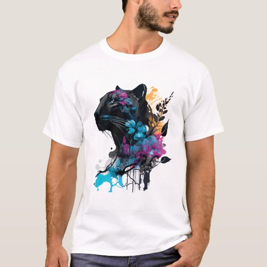 かわいい大きな黒猫 Tシャツ (正面)