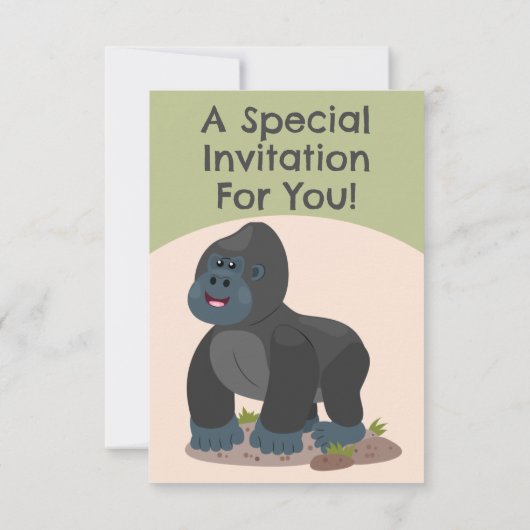 かわいい大ゴリラパーソナライズされたマンガの誕生日 招待状 (裏面)