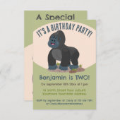 かわいい大ゴリラパーソナライズされたマンガの誕生日 招待状 (正面/裏面)