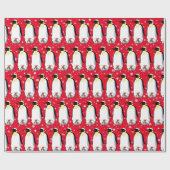 かわいい大人のペンギンとベビーのクリスマス ラッピングペーパー (フラット)