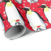 かわいい大人のペンギンとベビーのクリスマス ラッピングペーパー (ロールコーナー)