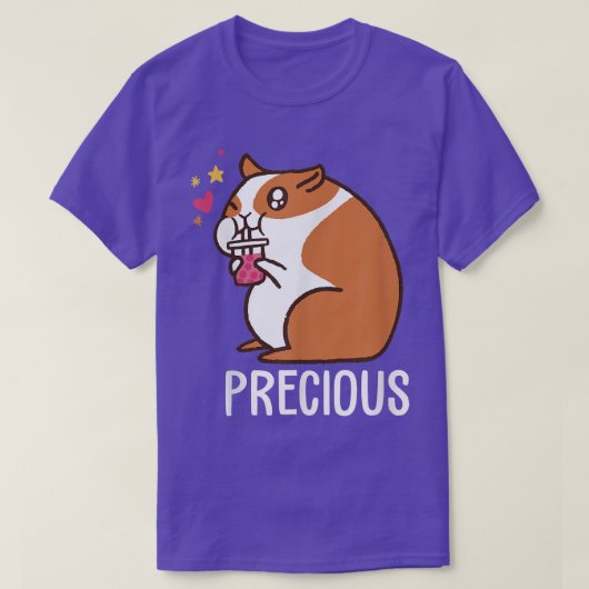 かわいい大切マンガのハムスター飲みバブルte tシャツ (デザイン正面)