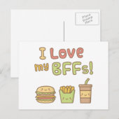 かわいい大好きBFFたち ファストフードの落書き ポストカード (正面/裏面)
