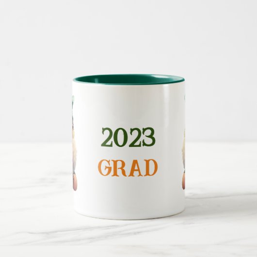 かわいい大学院フクロウパーソナライズされたル ツートーンマグカップ (中央)