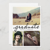 かわいい大学院書道3枚 招待状 (正面/裏面)