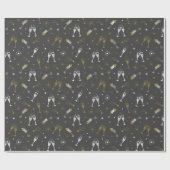 かわいい大晦日の花火とシャンパン ラッピングペーパー (フラット)