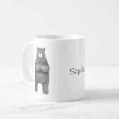 かわいい大熊と花名前をカスタムするラブギフト コーヒーマグカップ (正面左)