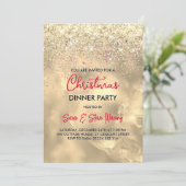 かわいい大理石アート金ゴールドフェイクグリッタークリスマス 招待状 (スタンド正面)