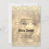 かわいい大理石アート金ゴールドフェイクグリッターモノグラム 招待状 (正面)