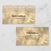かわいい大理石アート金ゴールドフェイクグリッター 名刺 (正面/裏面)