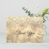 かわいい大理石アート ゴールド 偽のグリッター サンキューカード (スタンド正面)