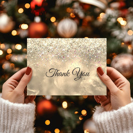 かわいい大理石アート ゴールド 偽のグリッター サンキューカード