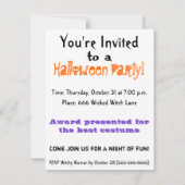 かわいい大目ウィッチガール&フクロウお洒落ハロウィン 招待状 (裏面)