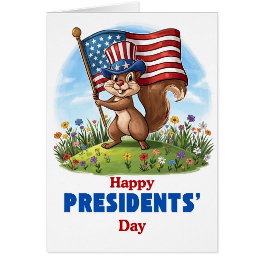 かわいい大統領の日リスとアメリカ国旗 (正面)